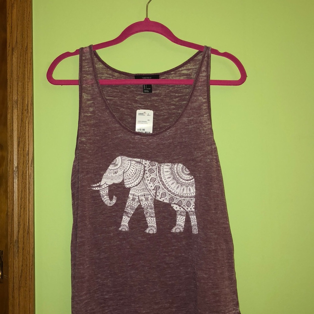 Forever 21 Purple Tank-top with elephant